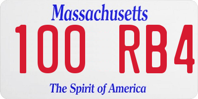 MA license plate 100RB4