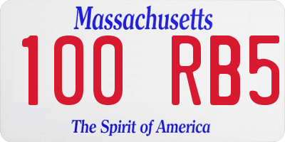 MA license plate 100RB5