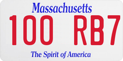 MA license plate 100RB7