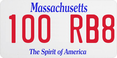 MA license plate 100RB8