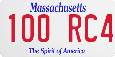 MA license plate 100RC4