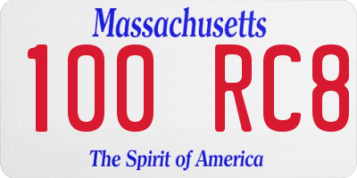 MA license plate 100RC8