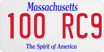 MA license plate 100RC9