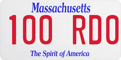 MA license plate 100RD0