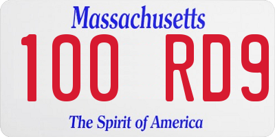 MA license plate 100RD9