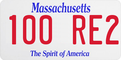 MA license plate 100RE2