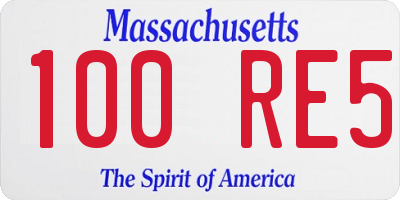 MA license plate 100RE5