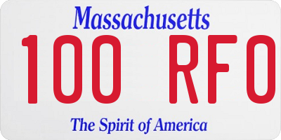 MA license plate 100RF0