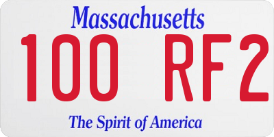 MA license plate 100RF2
