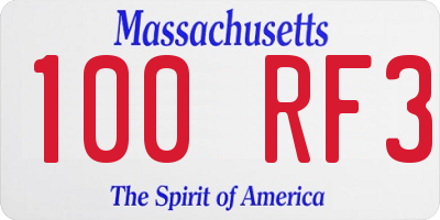 MA license plate 100RF3