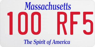 MA license plate 100RF5