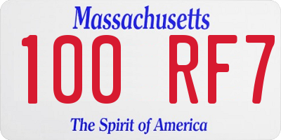 MA license plate 100RF7