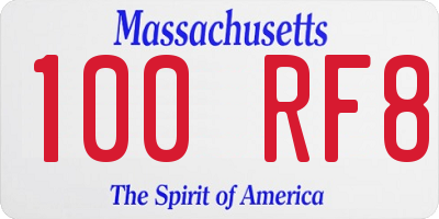 MA license plate 100RF8