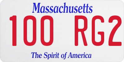 MA license plate 100RG2