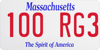 MA license plate 100RG3