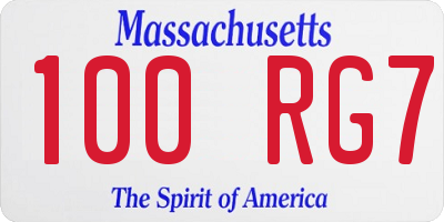 MA license plate 100RG7
