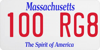 MA license plate 100RG8