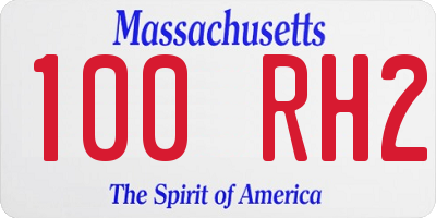 MA license plate 100RH2