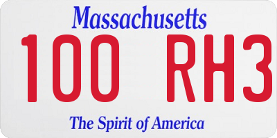 MA license plate 100RH3