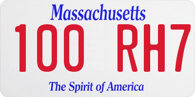 MA license plate 100RH7