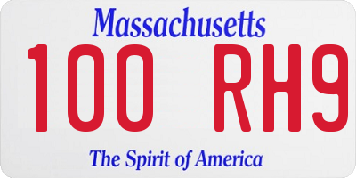 MA license plate 100RH9