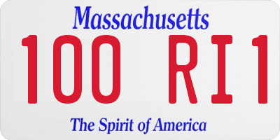 MA license plate 100RI1