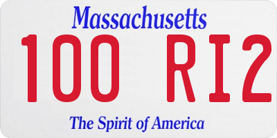 MA license plate 100RI2