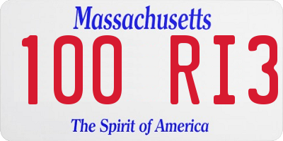 MA license plate 100RI3