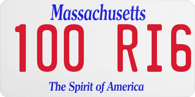 MA license plate 100RI6