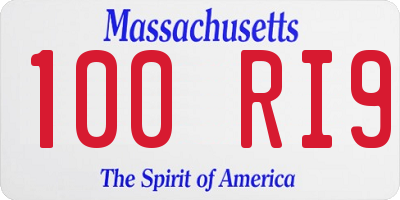 MA license plate 100RI9