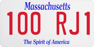 MA license plate 100RJ1