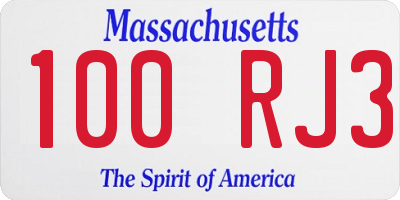 MA license plate 100RJ3