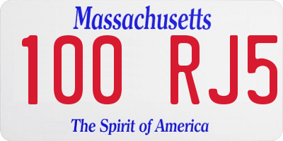 MA license plate 100RJ5