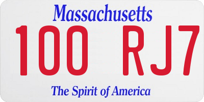 MA license plate 100RJ7