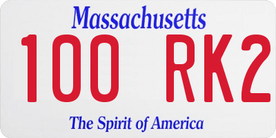 MA license plate 100RK2