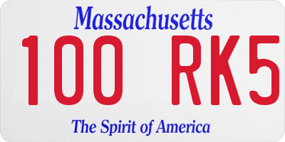 MA license plate 100RK5