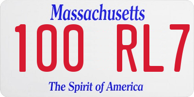 MA license plate 100RL7