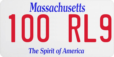 MA license plate 100RL9