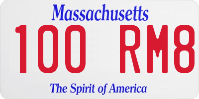 MA license plate 100RM8