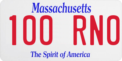 MA license plate 100RN0