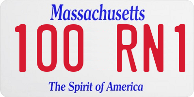 MA license plate 100RN1