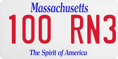 MA license plate 100RN3
