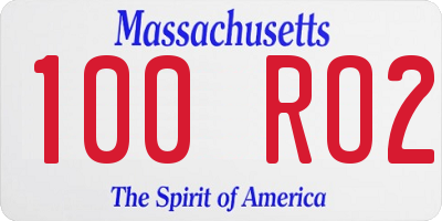 MA license plate 100RO2