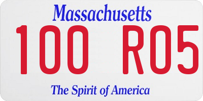 MA license plate 100RO5