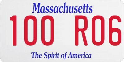 MA license plate 100RO6