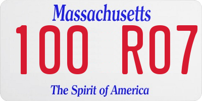 MA license plate 100RO7