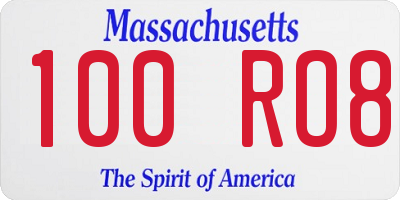 MA license plate 100RO8