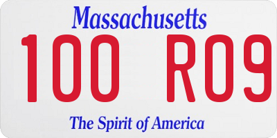 MA license plate 100RO9