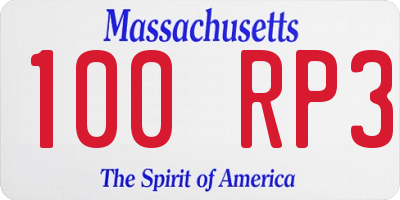 MA license plate 100RP3