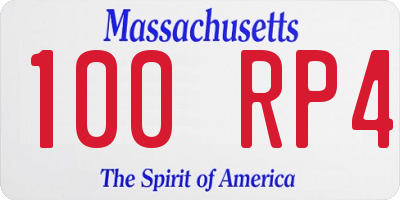 MA license plate 100RP4